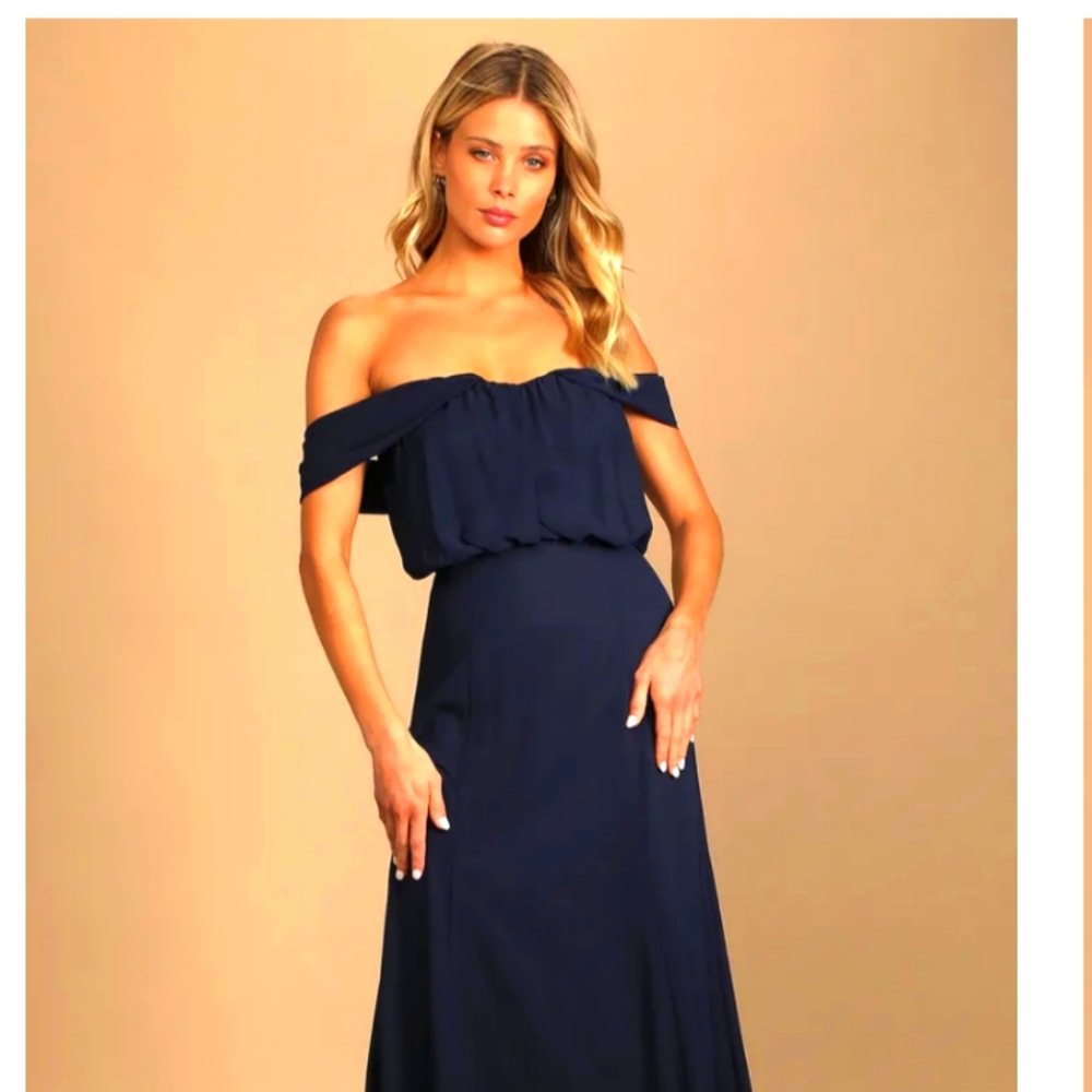 Lulu's navy blue color off shoulder women's dress size Large